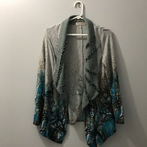 Multi colored knit cardigan.